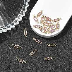 SHEGRACE Brass Pave Cubic Zirconia Rectangle Connector Charms&nbsp;XGRQ2O223-445B-G