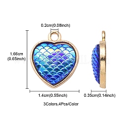 12Pcs 3 Colors Alloy Resin Pendants&nbsp;FIND-YW0003-75