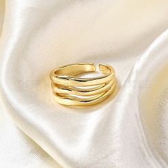 Rack Plating Brass Cuff Cubic Finger Rings for Women&nbsp;RJEW-M028-24G