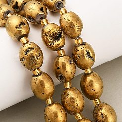 Electroplated Natural Druzy Geode Crystal Beads Strands&nbsp;G-F833-O01-01