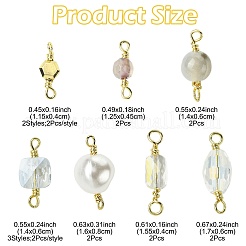 20Pcs 10 Styles Faceted Clear Glass Oval Connector Charms and Natural Agate(Dyed & Heated) Faceted Round Links&nbsp;KK-FS0001-91