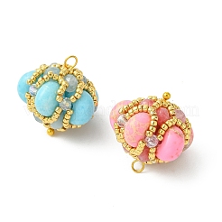 Dyed Natural Malaysia Jade & Synthetic Imperial Jasper & Glass Seed Beaded Pendants&nbsp;PALLOY-MZ01365
