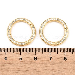 Brass Micro Pave Clear Cubic Zirconia Spring Gate Rings&nbsp;KK-H292-06G