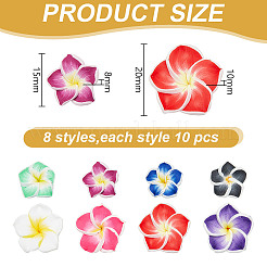80Pcs 8 Styles Handmade Polymer Clay 3D Flower Plumeria Beads&nbsp;CLAY-AR0001-32