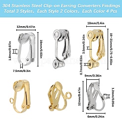 24Pcs 6 Styles 304 Stainless Steel Clip-on Earring Converters Findings&nbsp;STAS-SC0006-79