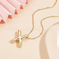 1pc Brass Chain with Alloy Letter Pendants Necklaces&nbsp;NJEW-LP0001-41X-G
