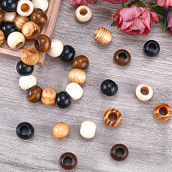 60Pcs 4 Colors Wood Large Hole Beads&nbsp;WOOD-GF0002-18