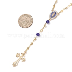 Brass Heart Link Rosary Bead Necklaces&nbsp;NJEW-JN05627