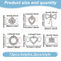 12Pcs 6 Styles Alloy & Brass Rhinestone Shoe Buckle&nbsp;FIND-HY0003-64