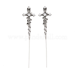 Snake Cross 316 Stainless Steel Micro Pave Clear Cubic Zirconia Ear Wrap Crawler Hook Earrings&nbsp;AJEW-C044-20AS
