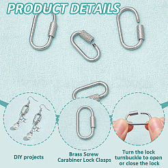 4Pcs 2 Styles 304 Stainless Steel Screw Carabiner Lock Charms&nbsp;STAS-NB0001-85P