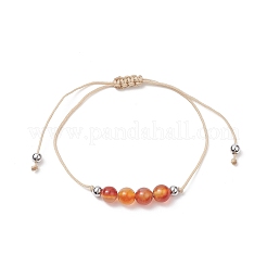 3Pcs 3 Style Natural Red Agate Braided Bead Bracelets Set&nbsp;BJEW-JB09334-08