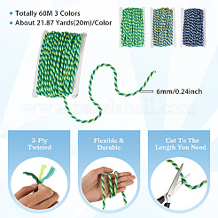 60M 3 Colors 3-Ply Twisted Macrame Polyester Cord&nbsp;OCOR-TA0003-48C