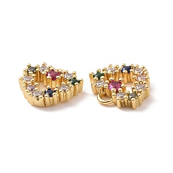 Heart Brass Micro Pave Colorful Cubic Zirconia Charms&nbsp;KK-G435-15G
