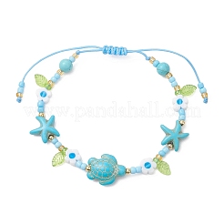 2Pcs 2 Colors Ocean Theme Synthetic Turquoise & Glass Seed Beaded Bracelets&nbsp;BJEW-MZ00305