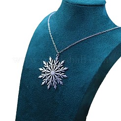 Christmas 304 Stainless Steel Snowflake Pendant Necklaces&nbsp;FS-WG2B4AB-01