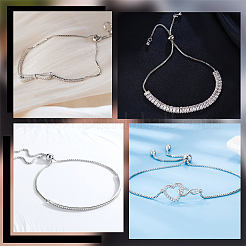 2Pcs 925 Sterling Silver Chain Link Bracelet Making&nbsp;MAK-BBC0001-02