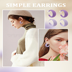 4 Pairs 2 Colors Acrylic C-Shaped Stud Earrings&nbsp;EJEW-LP0001-63