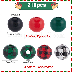 6 Styles Painted Natural Wood Beads&nbsp;WOOD-SP0001-09