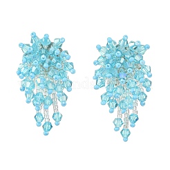 Glass Seed Braided Beaded Flower Stud Earrings&nbsp;EJEW-MZ00736