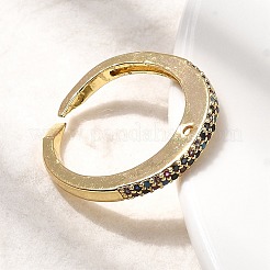 Brass Micro Pave Cubic Zirconia Finger Rings&nbsp;RJEW-P166-02G-02
