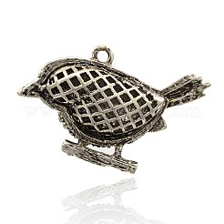 Antique Silver Alloy Crystal Rhinestone Bird Hollow Pendants&nbsp;ALRI-J040-01AS