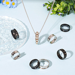 12Pcs 6 Styles 201 Stainless Steel Grooved Finger Ring Settings&nbsp;RJEW-TA0001-04P
