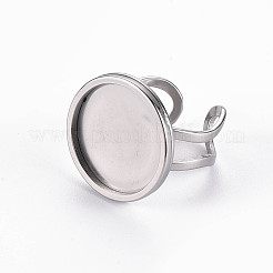 Tarnish Resistant 201 Stainless Steel Cuff Ring Findings&nbsp;STAS-S080-040E-P