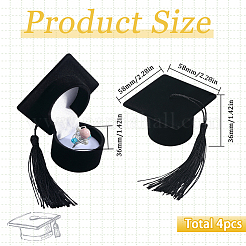 4Pcs Doctoral Hat Shaped Velvet Jewelry Ring Storage Boxes&nbsp;CON-SC0001-18A