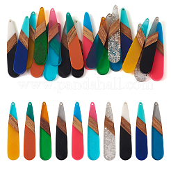 20Pcs 10 Colors Resin & Walnut Wood Big Pendants&nbsp;RESI-TA0001-66