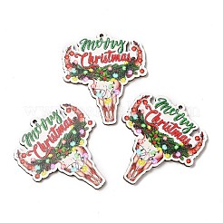 Single Face Christmas Printed Wood Big Pendants&nbsp;WOOD-D025-19