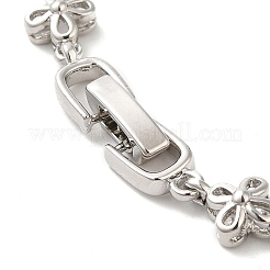 Medium Violet Red Cubic Zirconia Flower Link Bracelet&nbsp;BJEW-M296-03P
