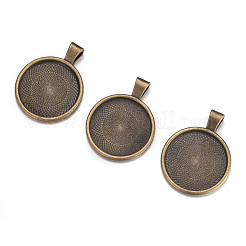 Flat Round Alloy Pendant Cabochon Settings&nbsp;PALLOY-A15654-AB