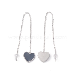 Long Chain with Enamel Heart Dangle Stud Earrings&nbsp;EJEW-A067-01P-A