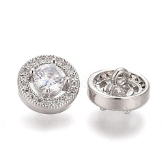 Brass Micro Pave Clear Cubic Zirconia Shank Buttons&nbsp;KK-H738-29P