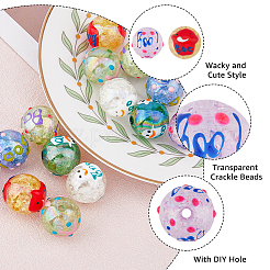 14Pcs 7 Colors AB Color Transparent Crackle Acrylic Round Beads&nbsp;OACR-FH0001-049