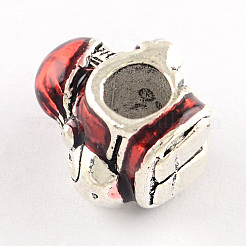 Antique Silver Plated Christmas Santa Claus Tibetan Style Alloy Enamel European Beads&nbsp;ENAM-Q421-18