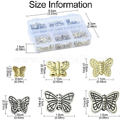 91Pcs 6 Styles Tibetan Style Alloy Butterfly Beads&nbsp;FIND-YW0004-92