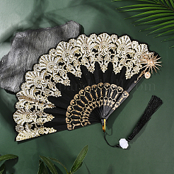 1Pc Polyester & Plastic Alloy Folding Fans&nbsp;AJEW-SP0003-75A