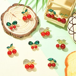 10Pcs 5 Styles Cherry Alloy Rhinestone Brooch Pins for Clothes Backpack&nbsp;JEWB-CJ0001-82