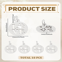 10Pcs 304 Stainless Steel Pendants&nbsp;STAS-LP0003-59P