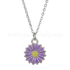 Alloy Enamel Sunflower Pendant Necklace with 304 Stainless Steel Chains&nbsp;NJEW-JN04412-02