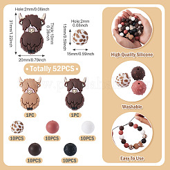 52Pcs Printed Silicone Focal Bead Sets&nbsp;SIL-TA0002-99