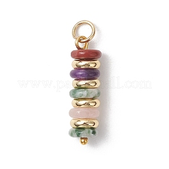 Natural Green Aventurine & Rose Quartz & Lemon Jade & Red Jasper & Jade & Synthetic Malachite & Brass Disc Pendants&nbsp;PALLOY-JF04941
