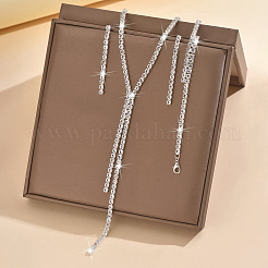 Alloy Rhinestone Tassels Chain Necklaces & Stud Earrings & Chain Bracelets Sets&nbsp;FS-WGCC11C-02