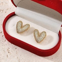 Brass Micro Pave Clear Cubic Zirconia Stud Earrings for Women&nbsp;EJEW-F352-06G
