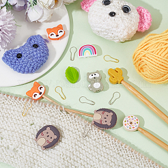DIY Donut & Fox & Leaf & Rainbow Silicone Beads Knitting Needle Protectors/Knitting Needle Stoppers with Stitch Markerss&nbsp;IFIN-NB0001-54