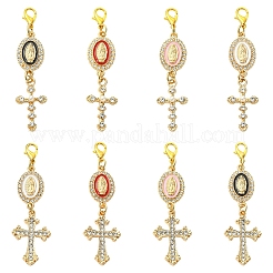 4Pcs Alloy Enamel & Rhinestone Pendant Decorations&nbsp;HJEW-YW00493-01