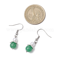 Natural Green Aventurine Round Dangle Earrings&nbsp;EJEW-JE06413-02