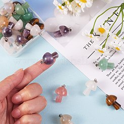 6Pcs 6 Colors Natural & Synthetic Gemstone Pendants&nbsp;G-SZ0001-89